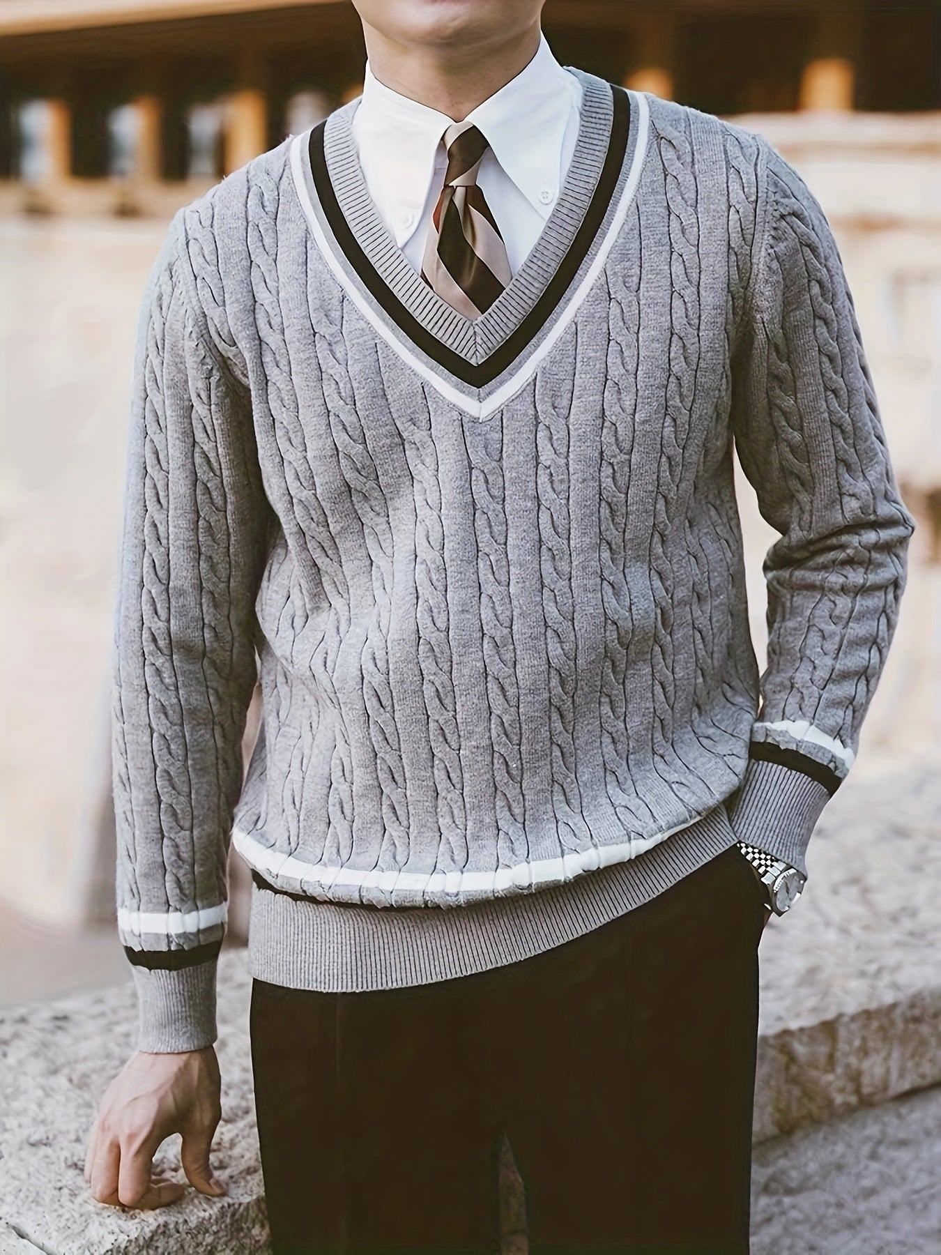 V-neck Bachelor's Pie Men's Sweater Pullover
