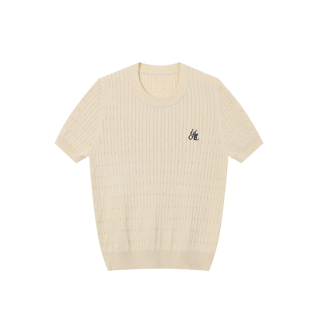 INSstudio short-sleeved twisted knit T-shirt