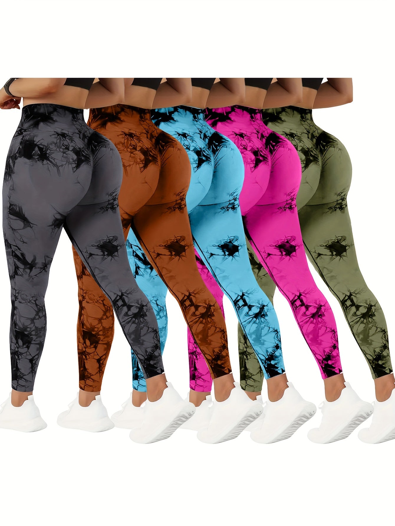 5 Pack of High-Waist Abdominal Control Yoga Pants