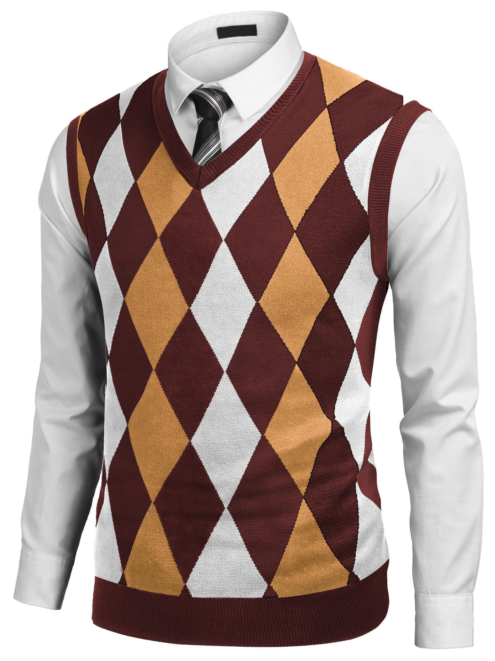 Slim Fit Plus Size Argyle Sweater Vest