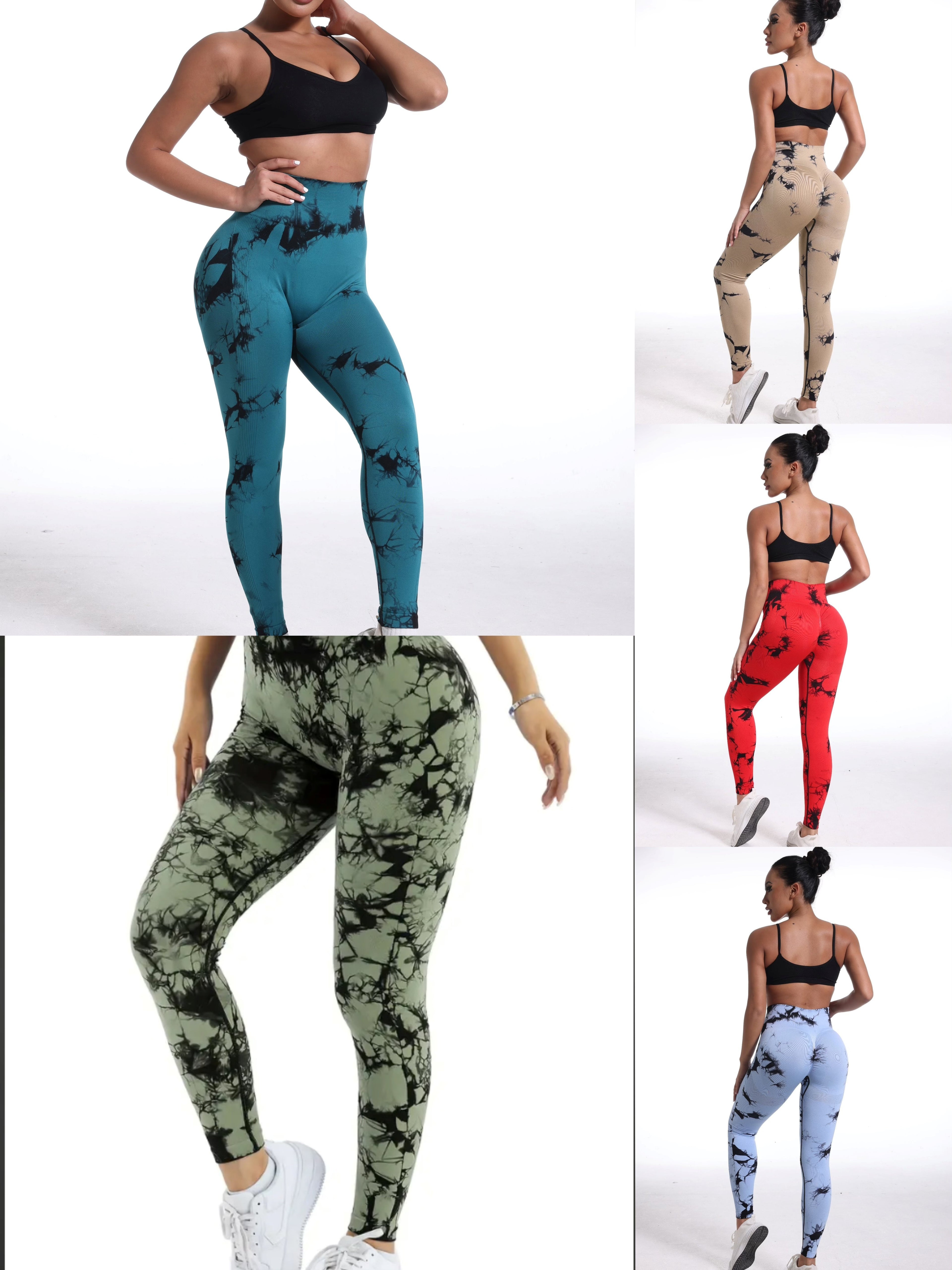 6pcs Tie-dye Flared Yoga Pants
