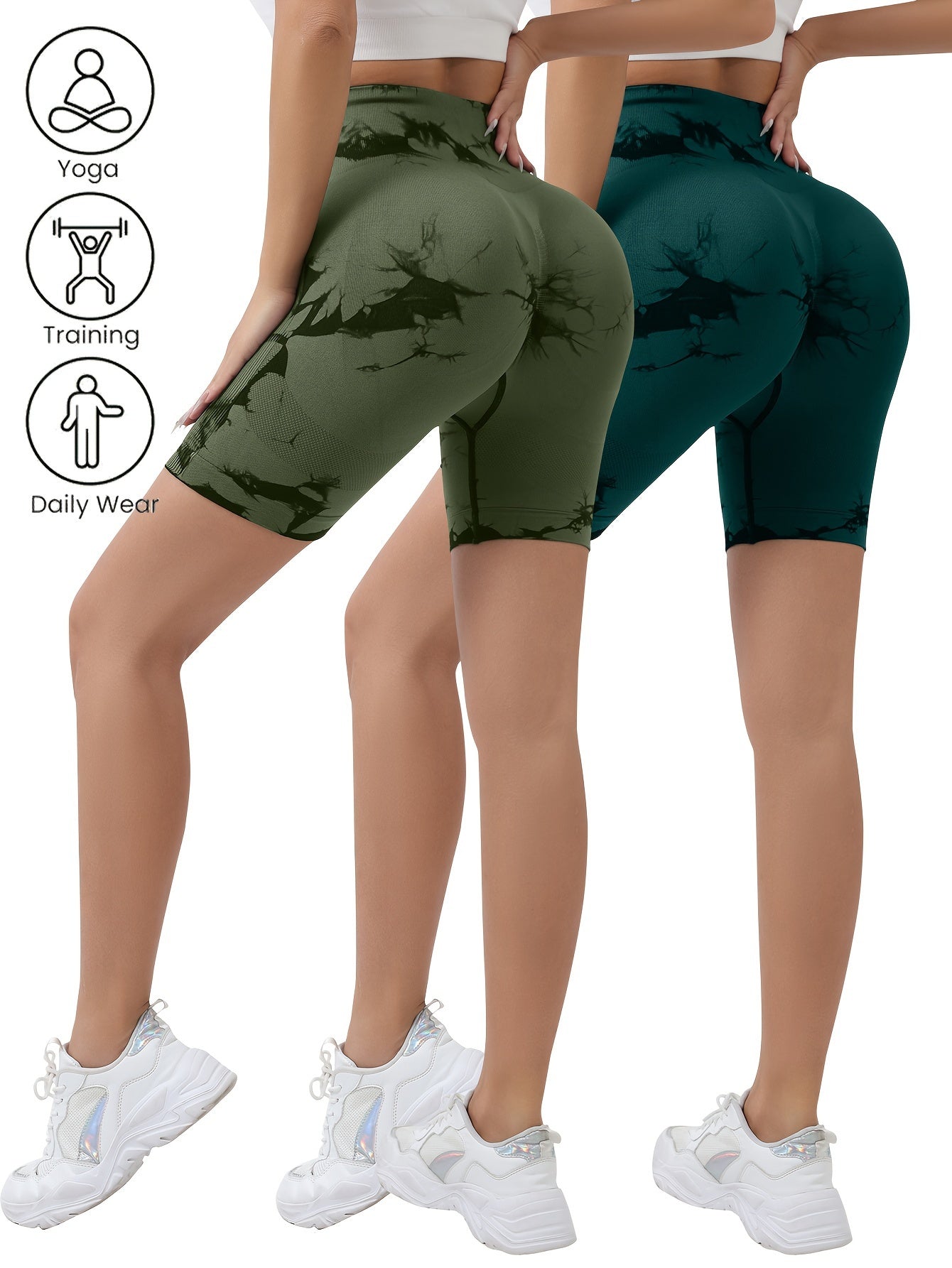 2Pieces High Waist Stretch Yoga Shorts
