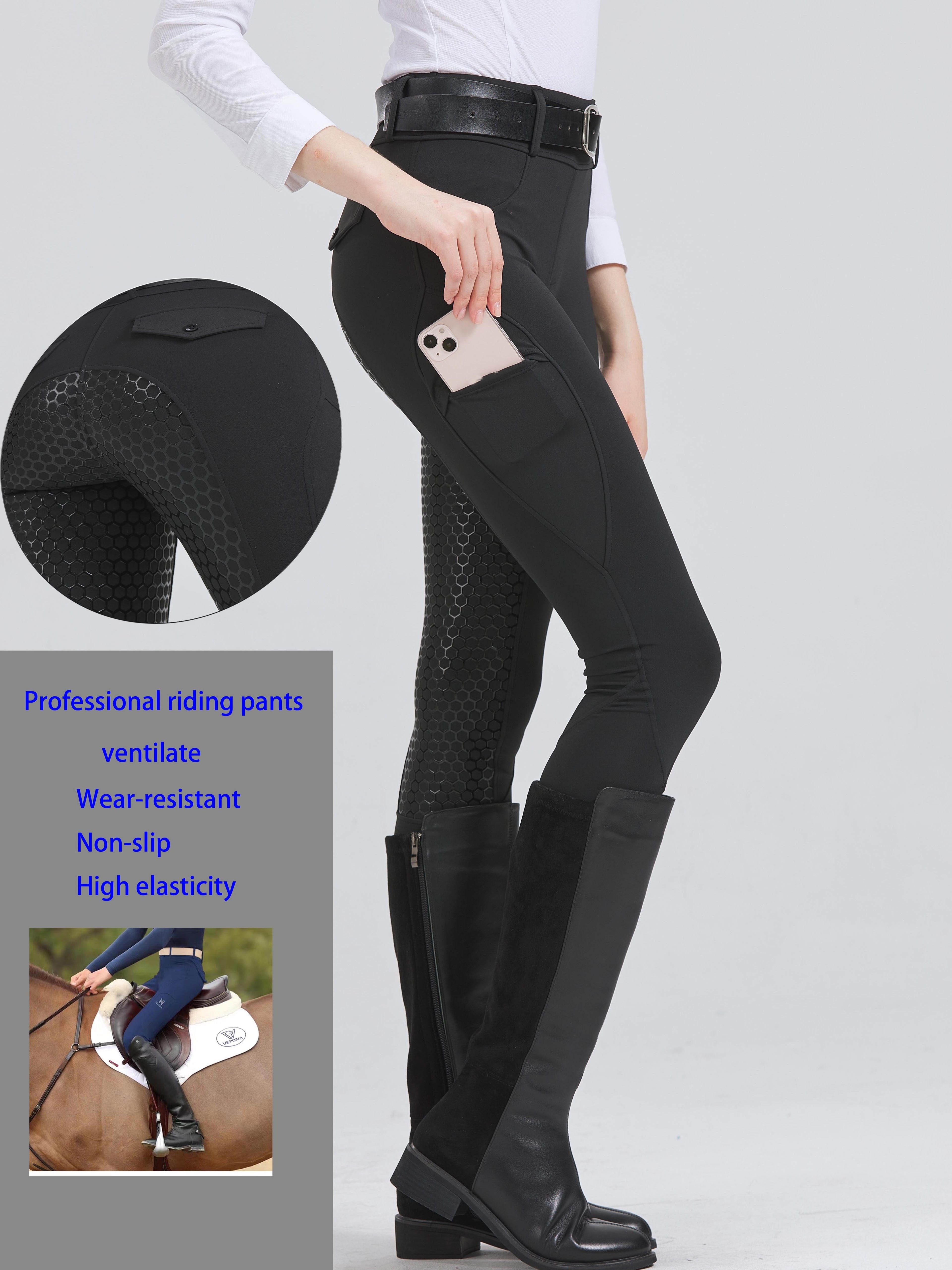 High Elastic Slim Fit Full Silicone Women Equestrian Pants