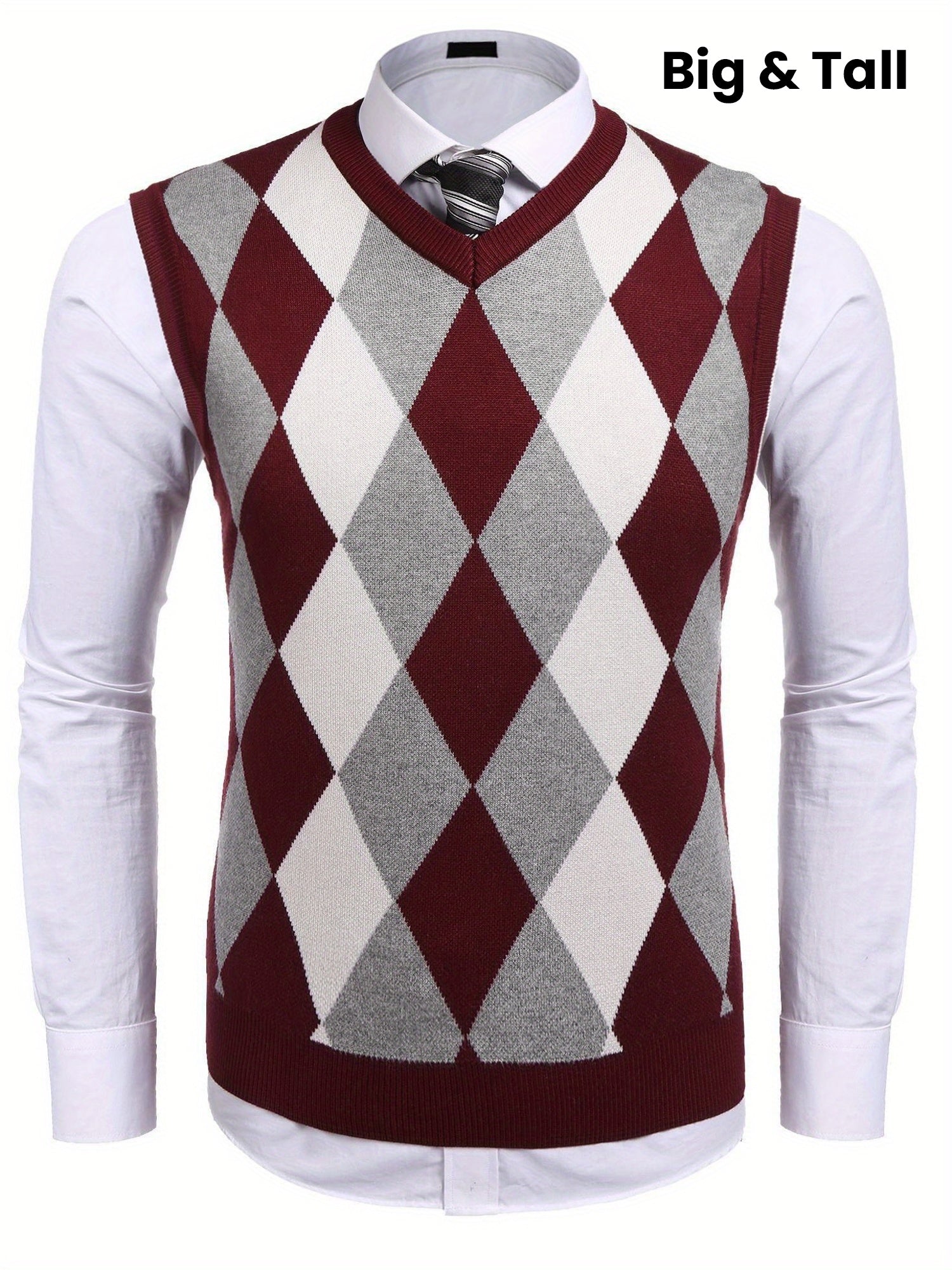 Slim Fit Plus Size Argyle Sweater Vest