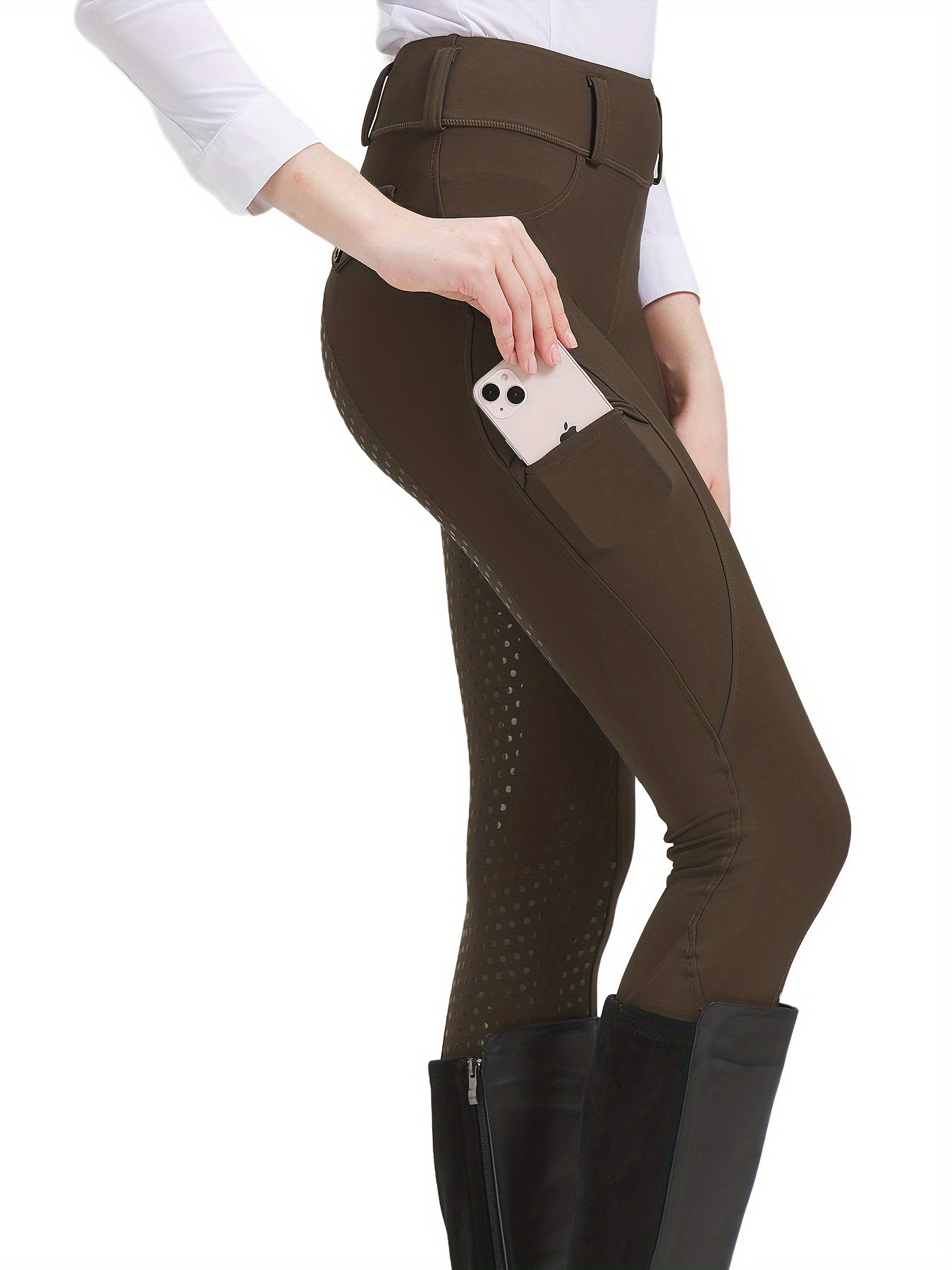 High Stretch Geometric-Pattern Women's Cropped Equestrian Tights