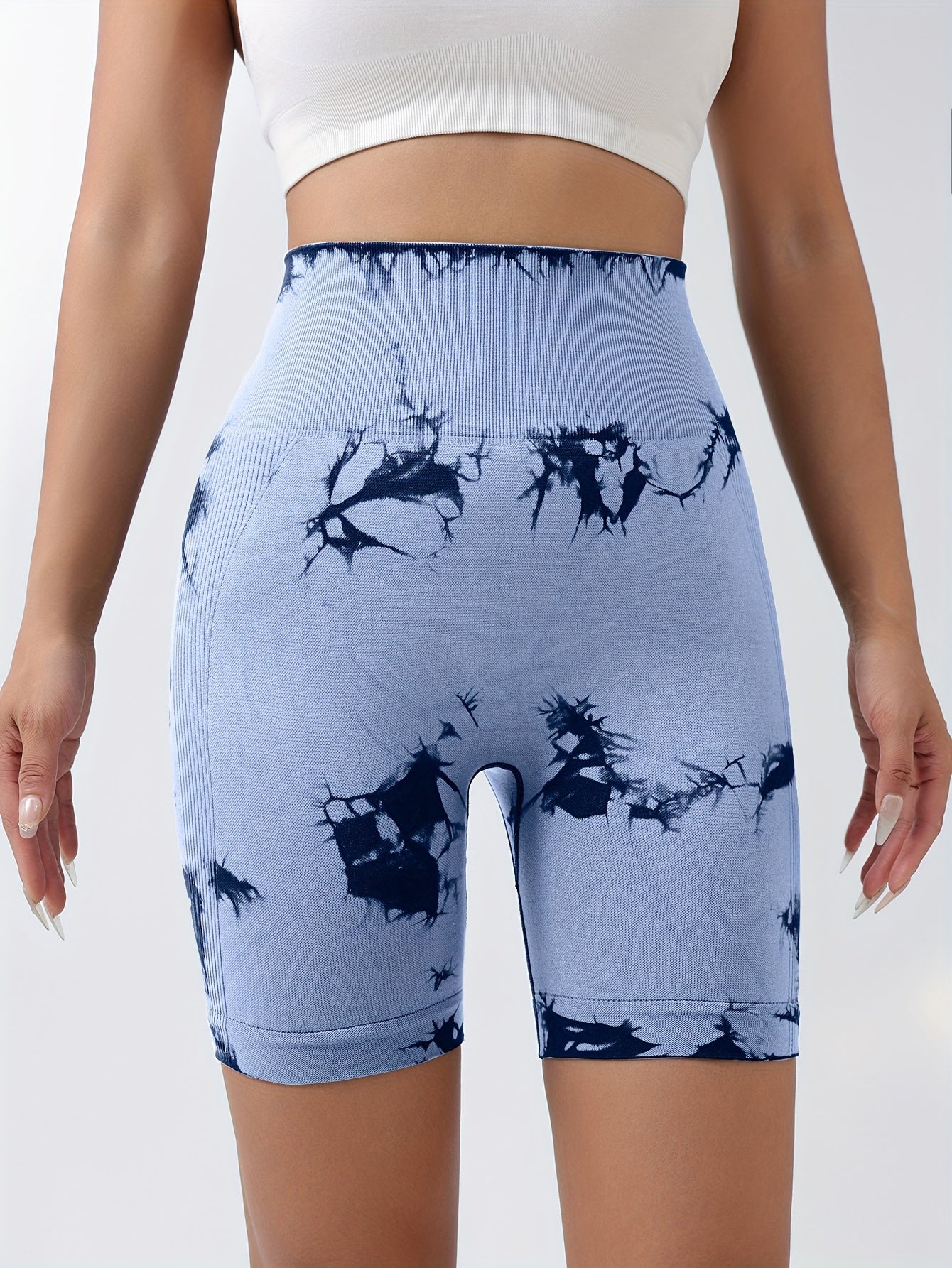 6pcs Women's high-waisted tie-dye hip-lifting sports shorts