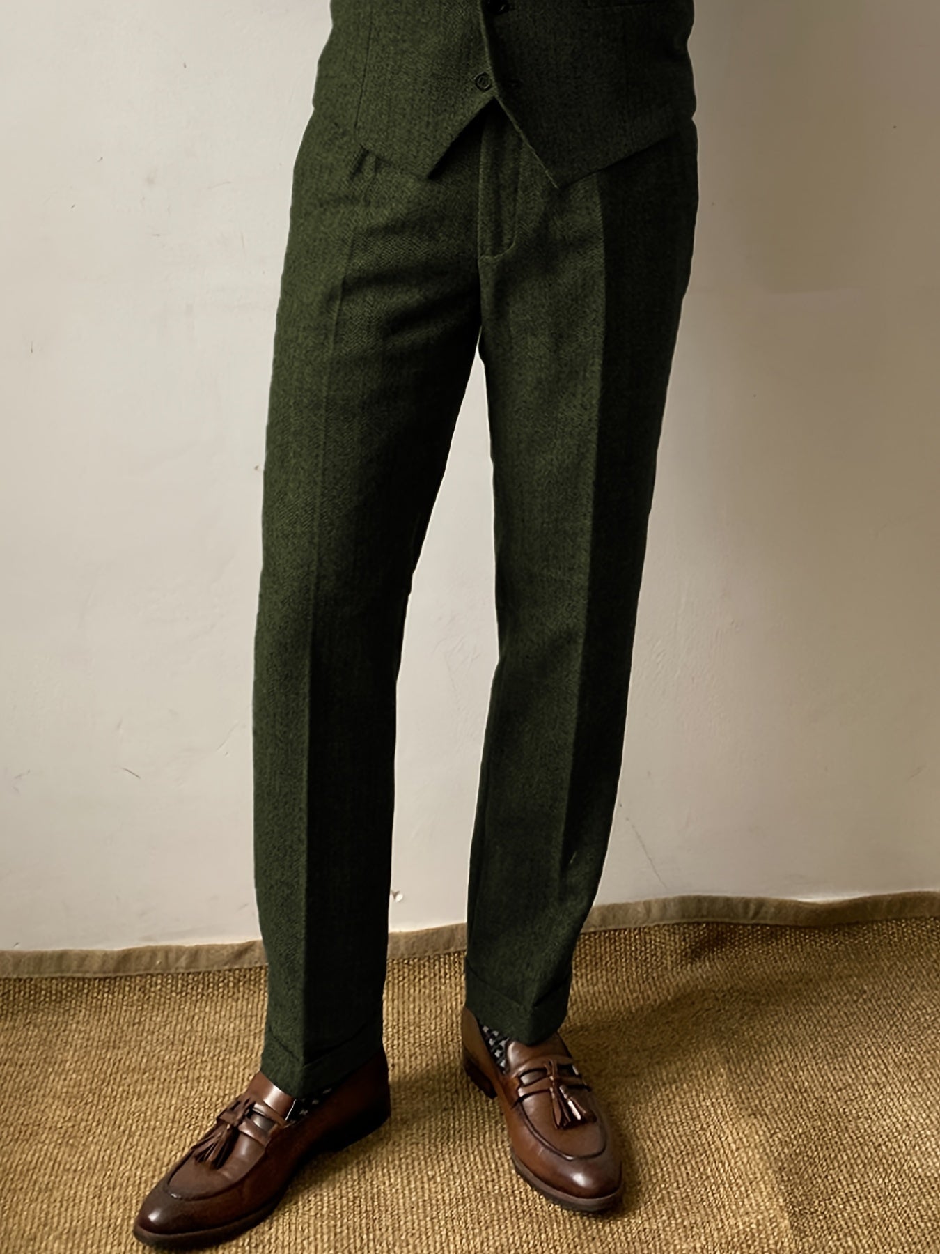 Men's Wool Blend Herringbone Pants