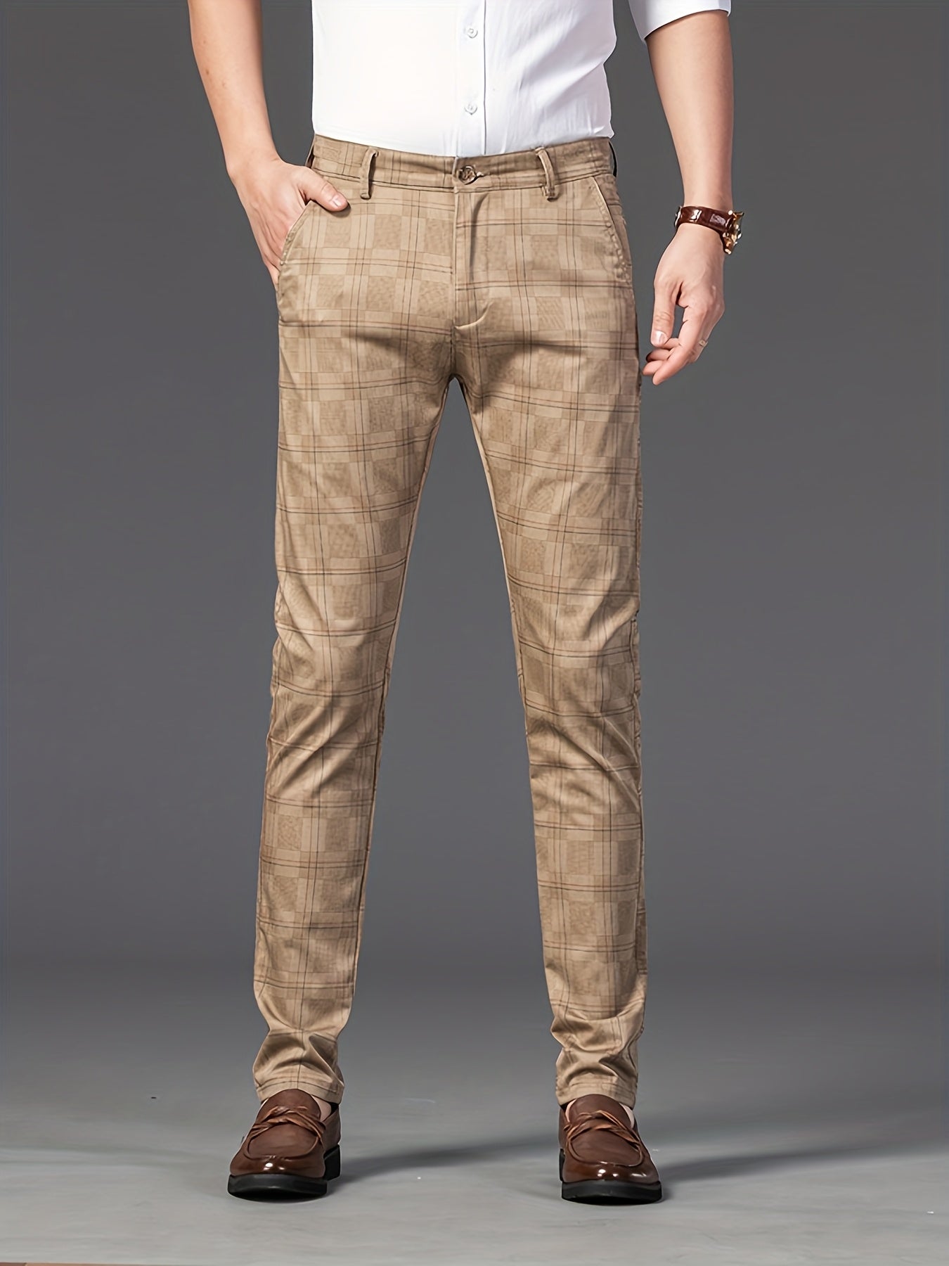 Men's Light Business Slim Casual Straight-leg Trousers