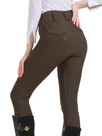 High Stretch Geometric-Pattern Women's Cropped Equestrian Tights