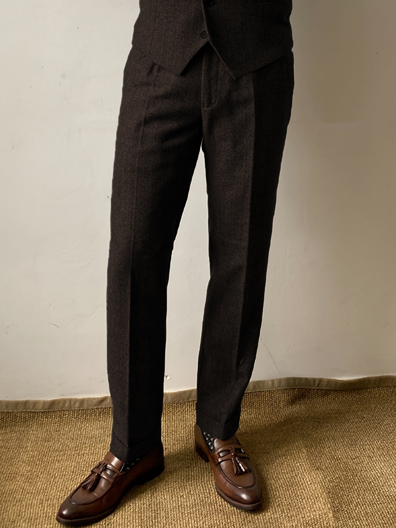Men's Wool Blend Herringbone Pants