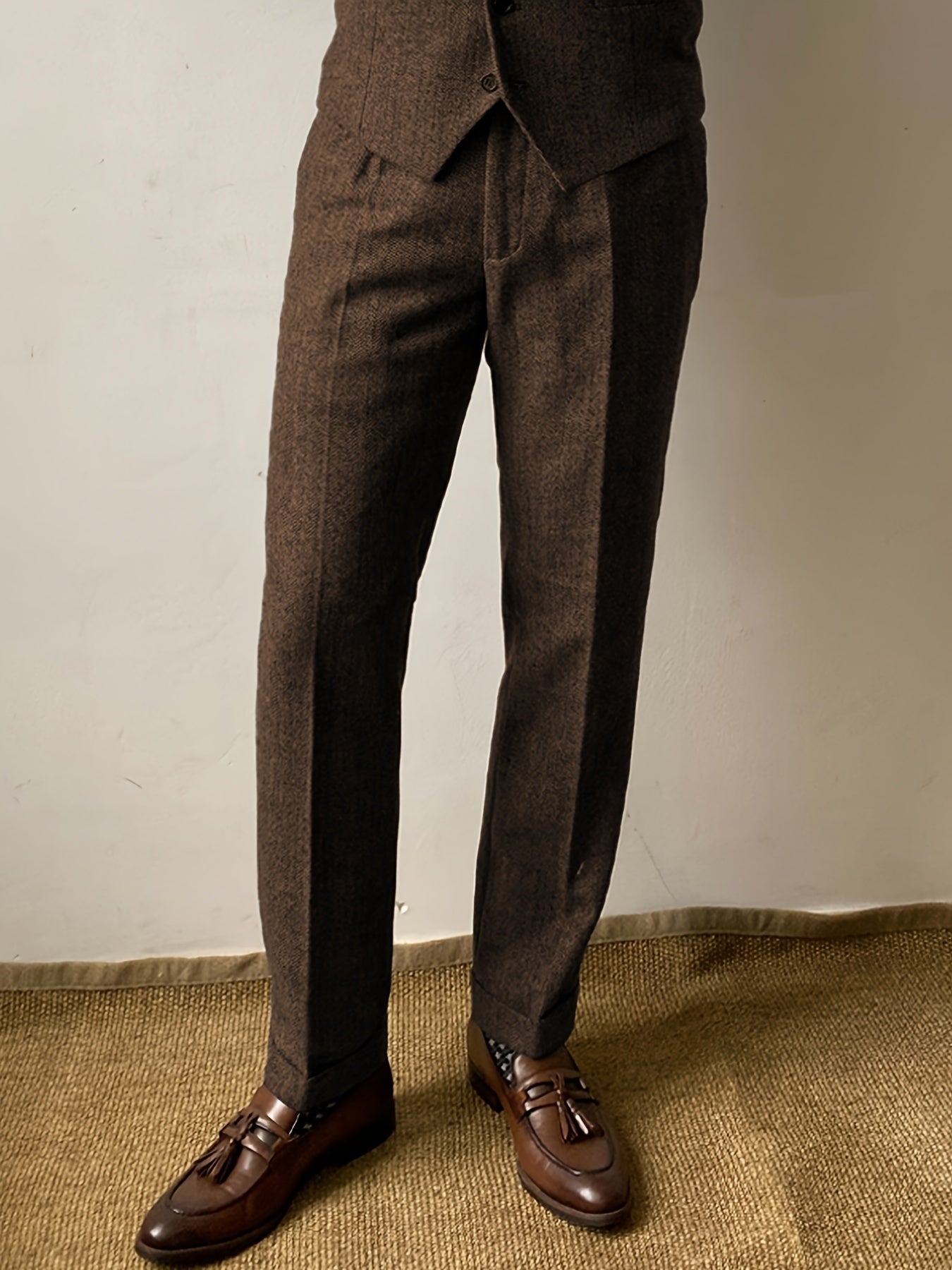 Men's Wool Blend Herringbone Pants