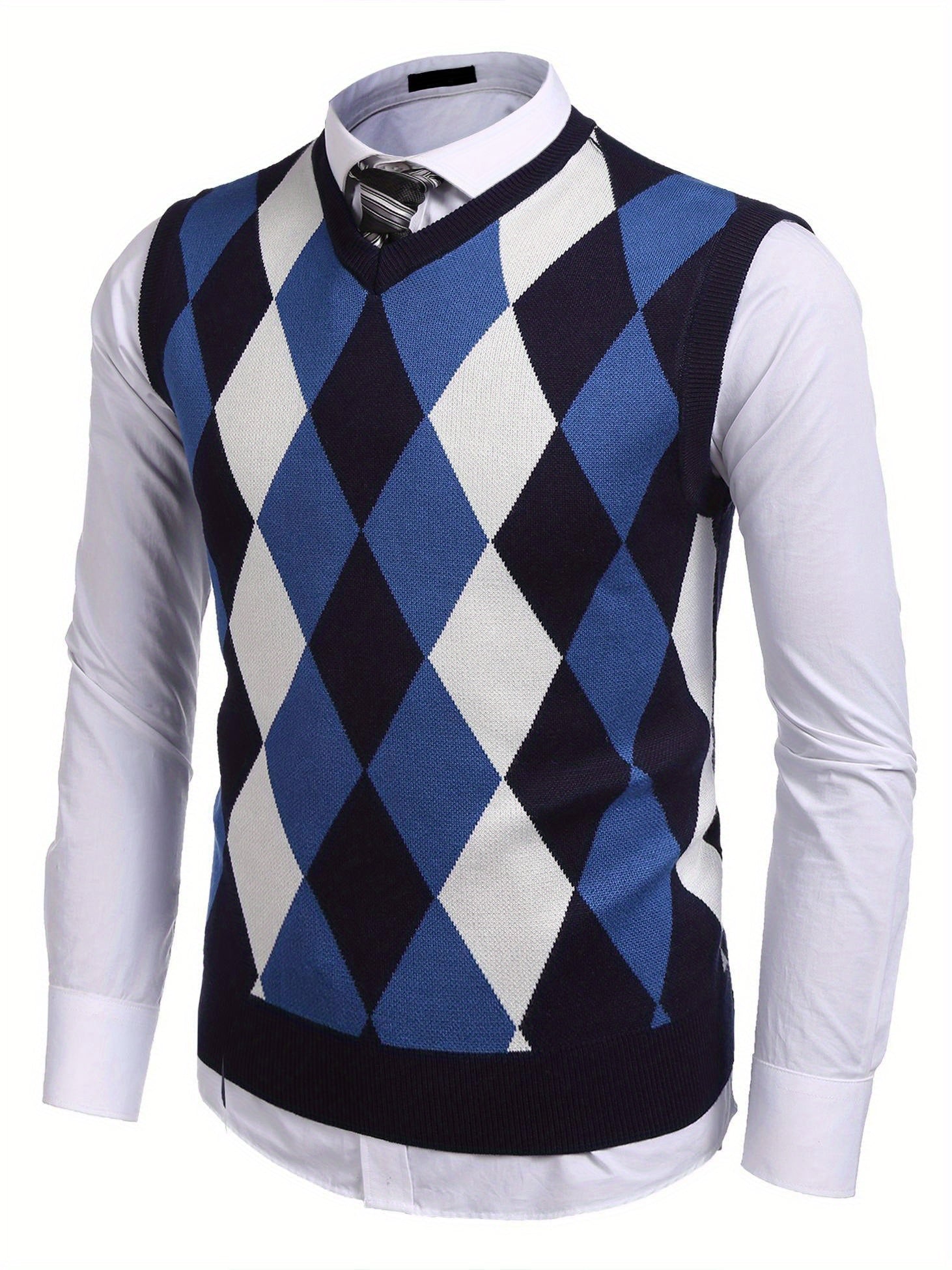 Slim Fit Plus Size Argyle Sweater Vest