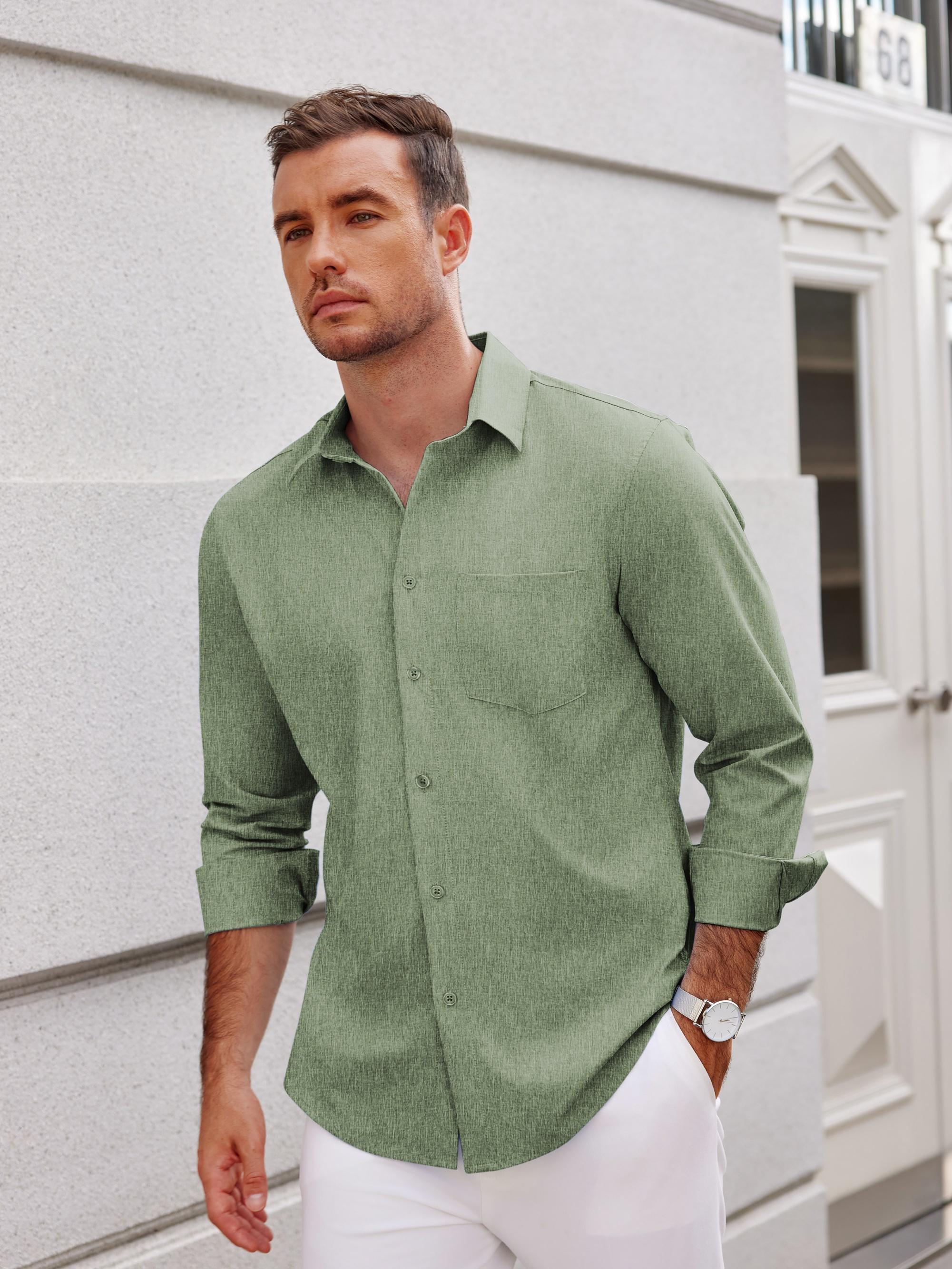 Men's Long Sleeve Button Linen Shirt