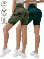 2Pieces High Waist Stretch Yoga Shorts