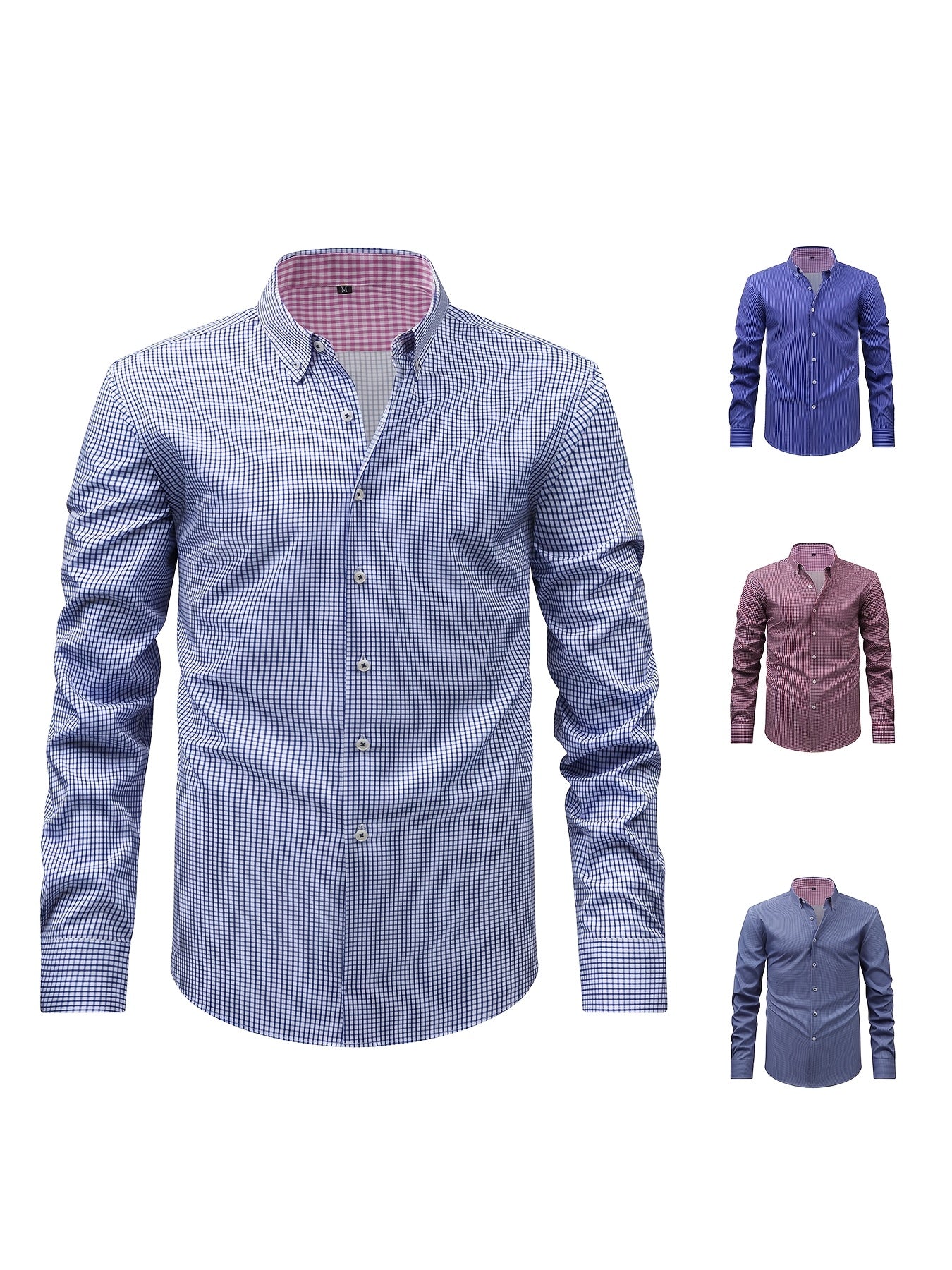 Men's Long Sleeve Shirt with Retro Plaid