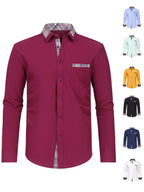 Men's Fashion Color Block Long Sleeve Casual Shirt
