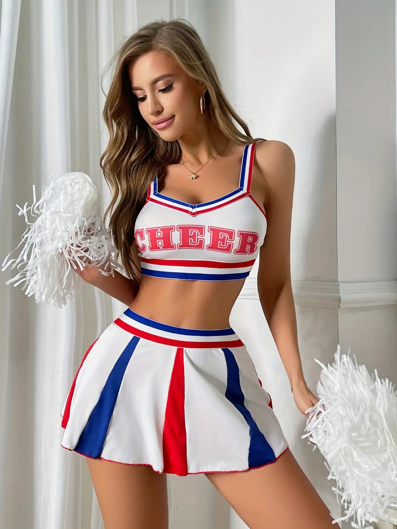 3-Color Cheerleader Uniform with Cute Bra and Skirt Set