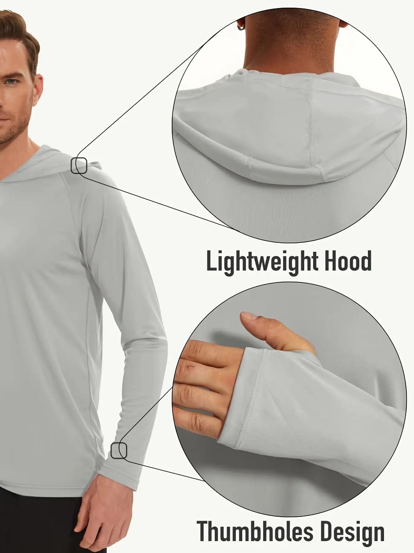 Men's Summer UPF 50+Long Sleeve Round Neck Sun Protection Pullover
