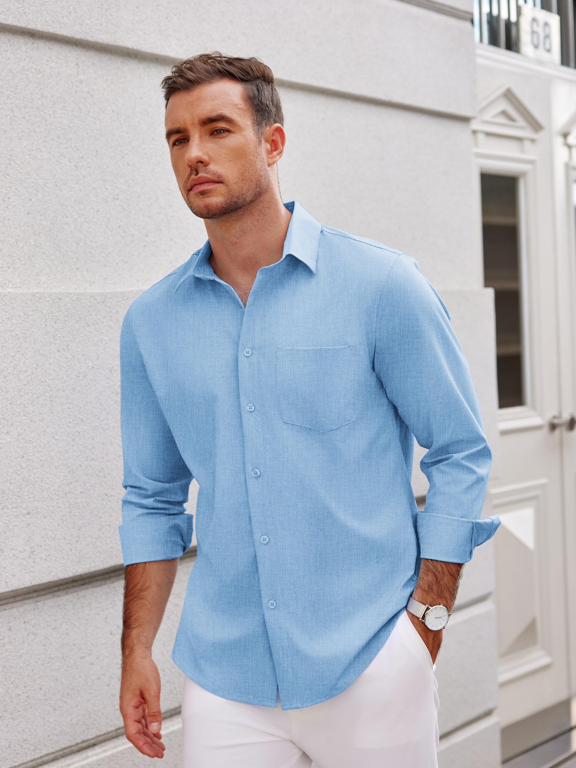 Men's Long Sleeve Button Linen Shirt