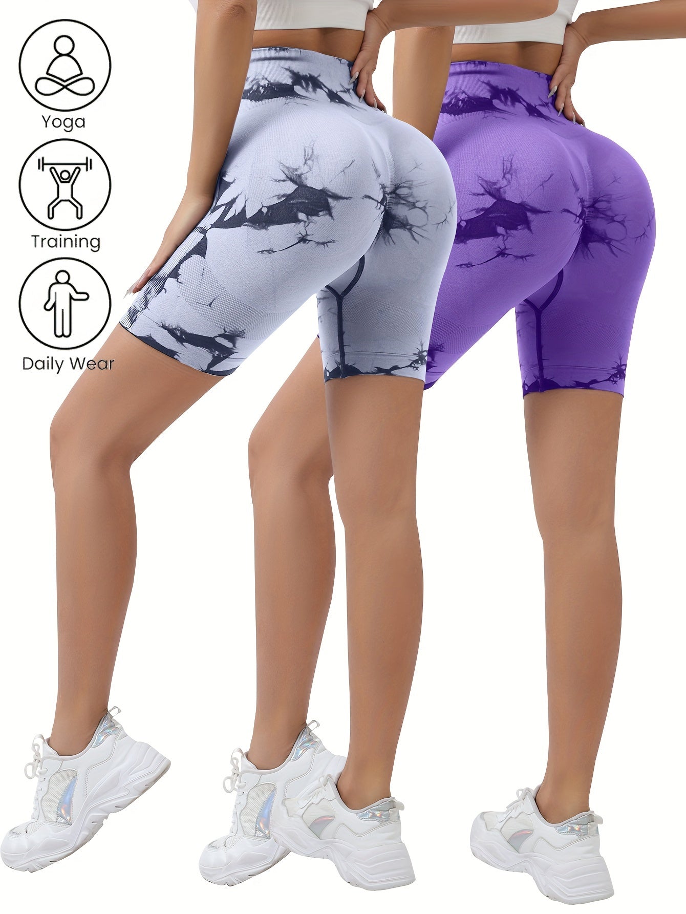 2Pieces High Waist Stretch Yoga Shorts