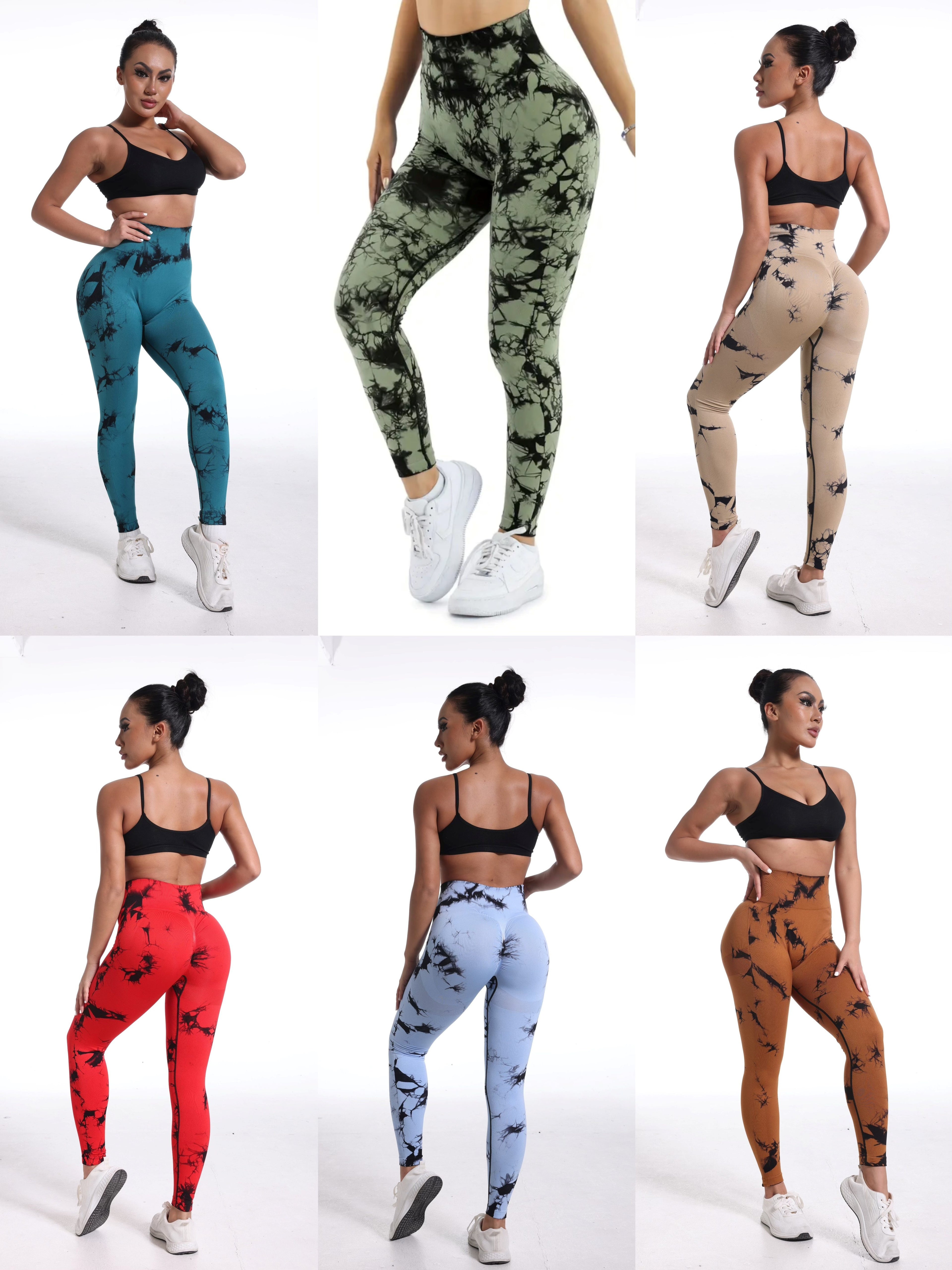6pcs Tie-dye Flared Yoga Pants