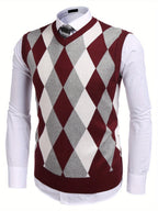 Slim Fit Plus Size Argyle Sweater Vest