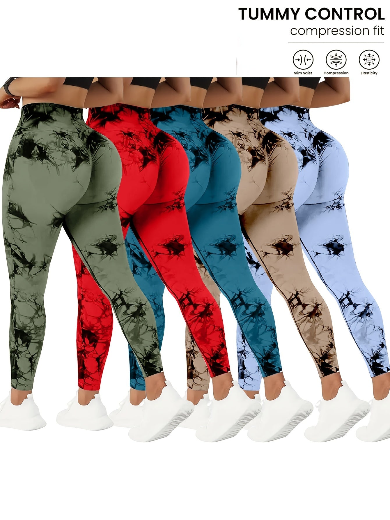 5 Pack of High-Waist Abdominal Control Yoga Pants