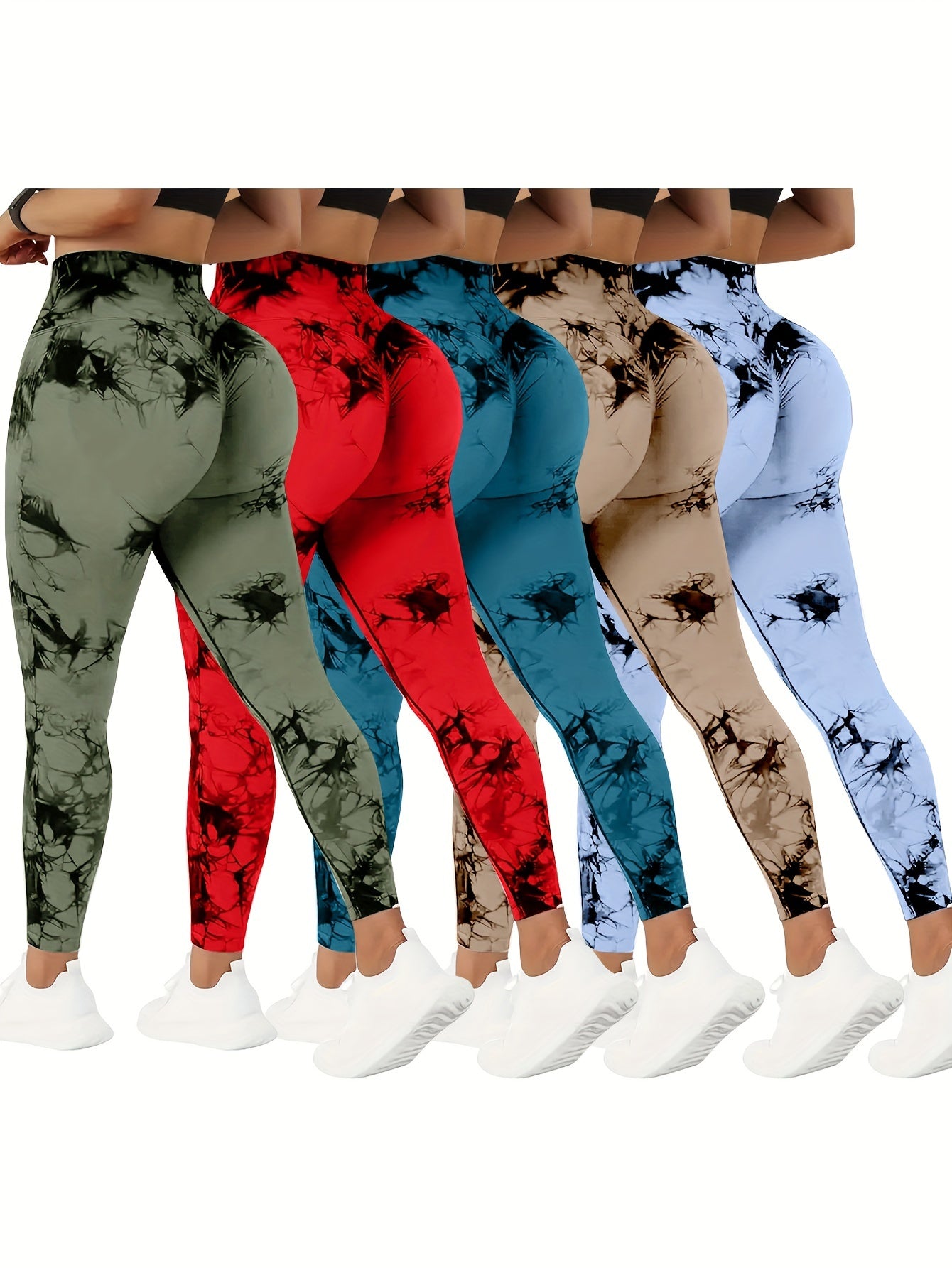 5 Pack of High-Waist Abdominal Control Yoga Pants