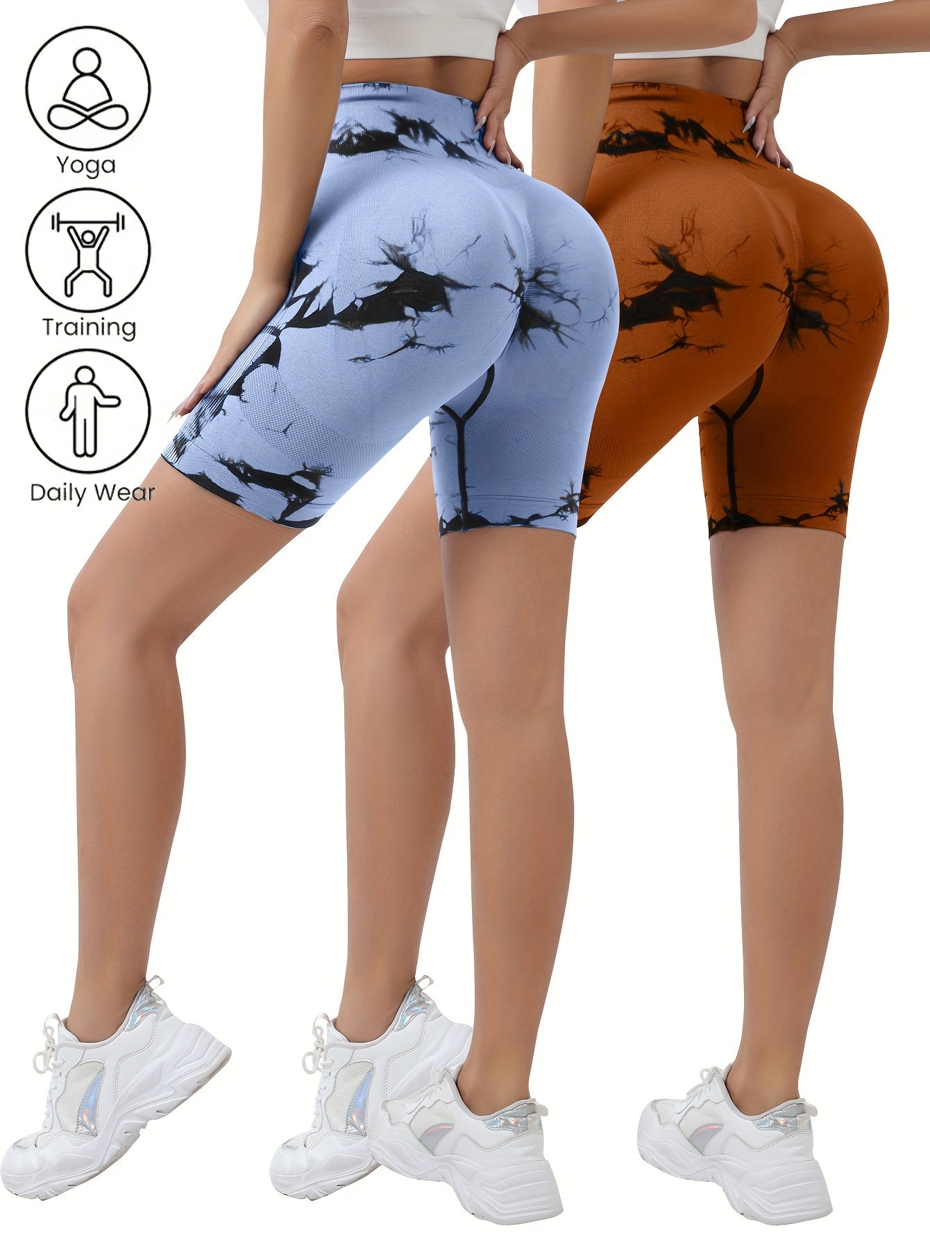 2Pieces High Waist Stretch Yoga Shorts