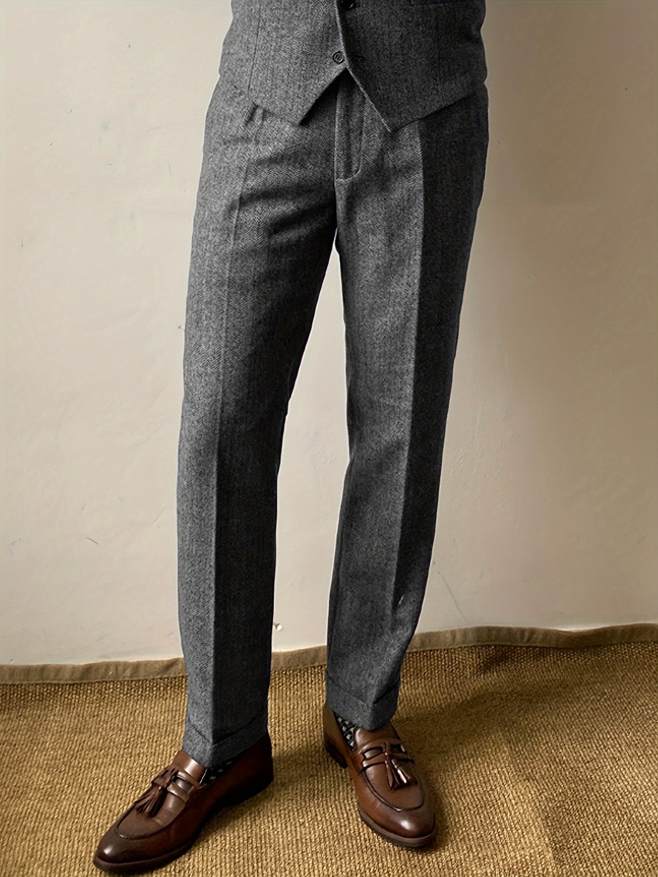 Men's Wool Blend Herringbone Pants