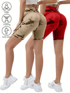 2Pieces High Waist Stretch Yoga Shorts