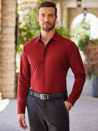 Men's Stretch Dress Shirts Long Sleeve Wrinkle Free Shirt Business Button Shirt