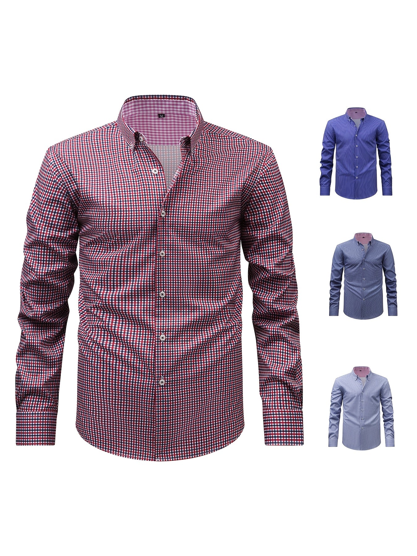 Men's Long Sleeve Shirt with Retro Plaid