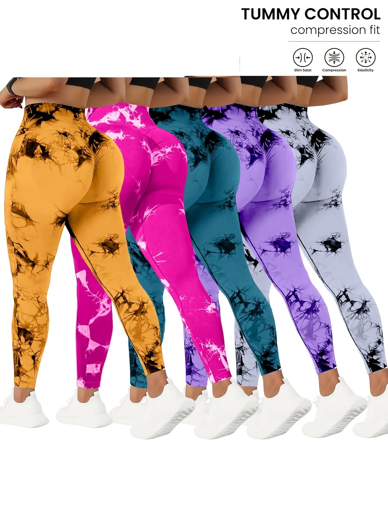 5 Pack of High-Waist Abdominal Control Yoga Pants