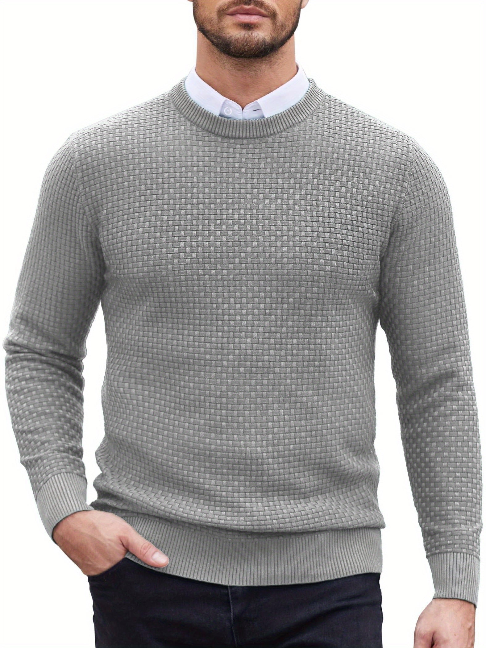 Men Dress Crewneck Sweater Pullover
