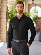 Men's Stretch Dress Shirts Long Sleeve Wrinkle Free Shirt Business Button Shirt