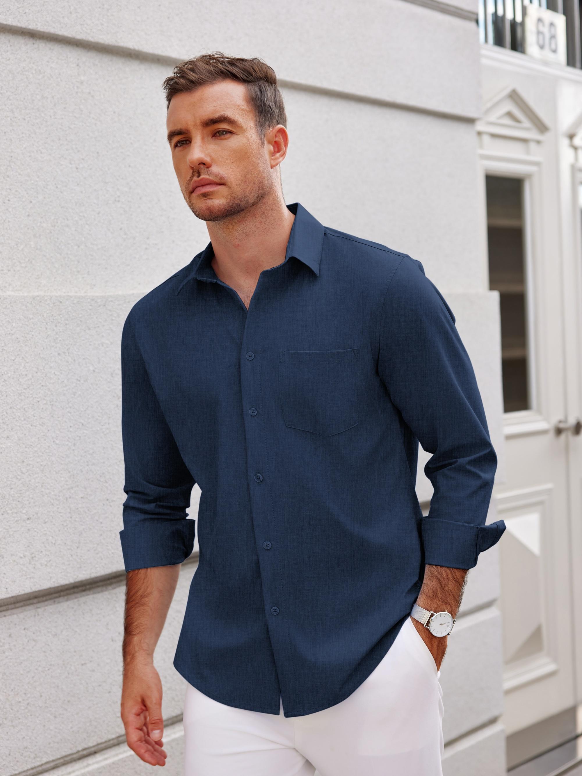 Men's Long Sleeve Button Linen Shirt