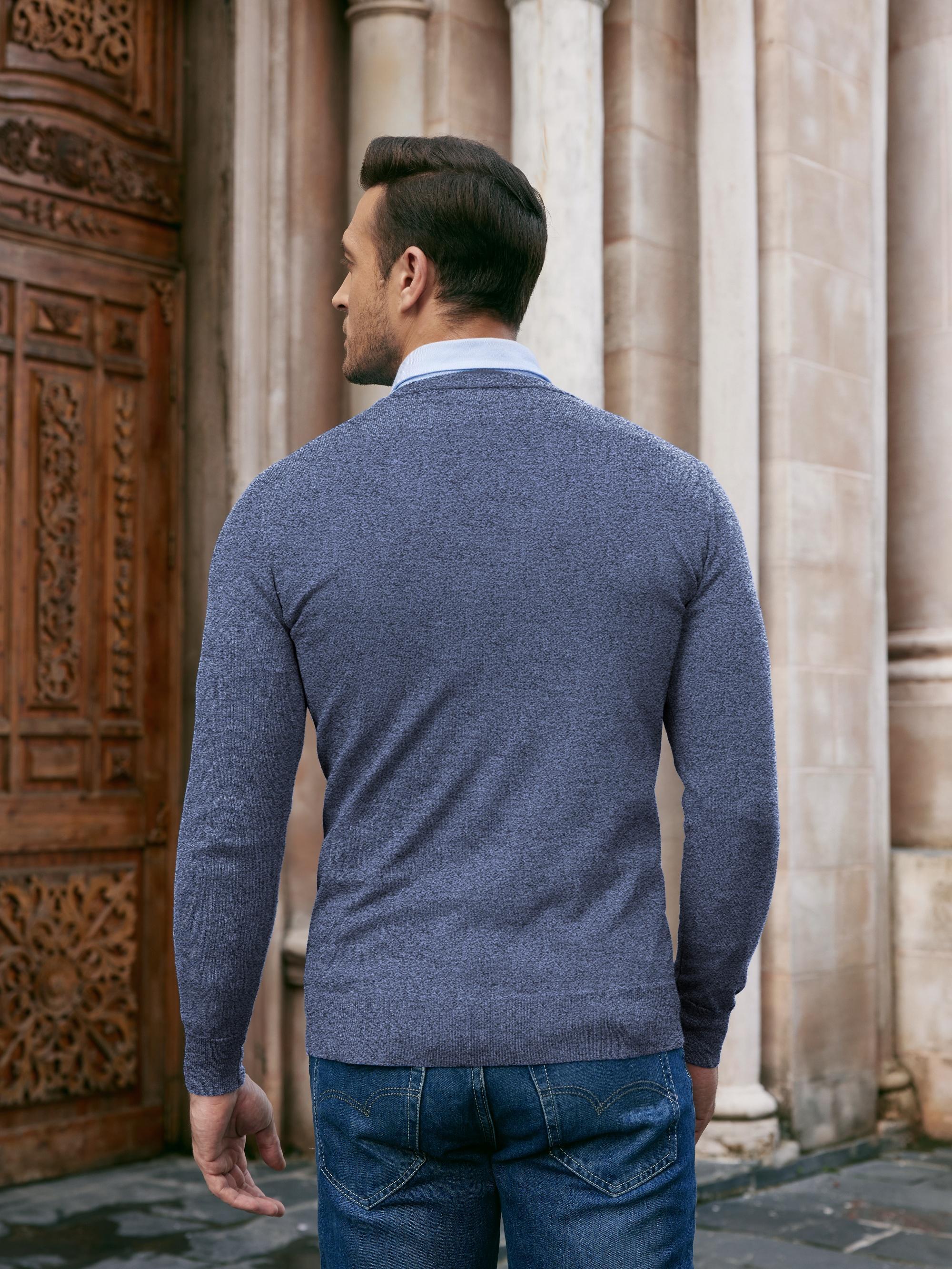 Men Casual V Neck Sweater Ribbed Knit Slim Fit Long Sleeve Pullover Top