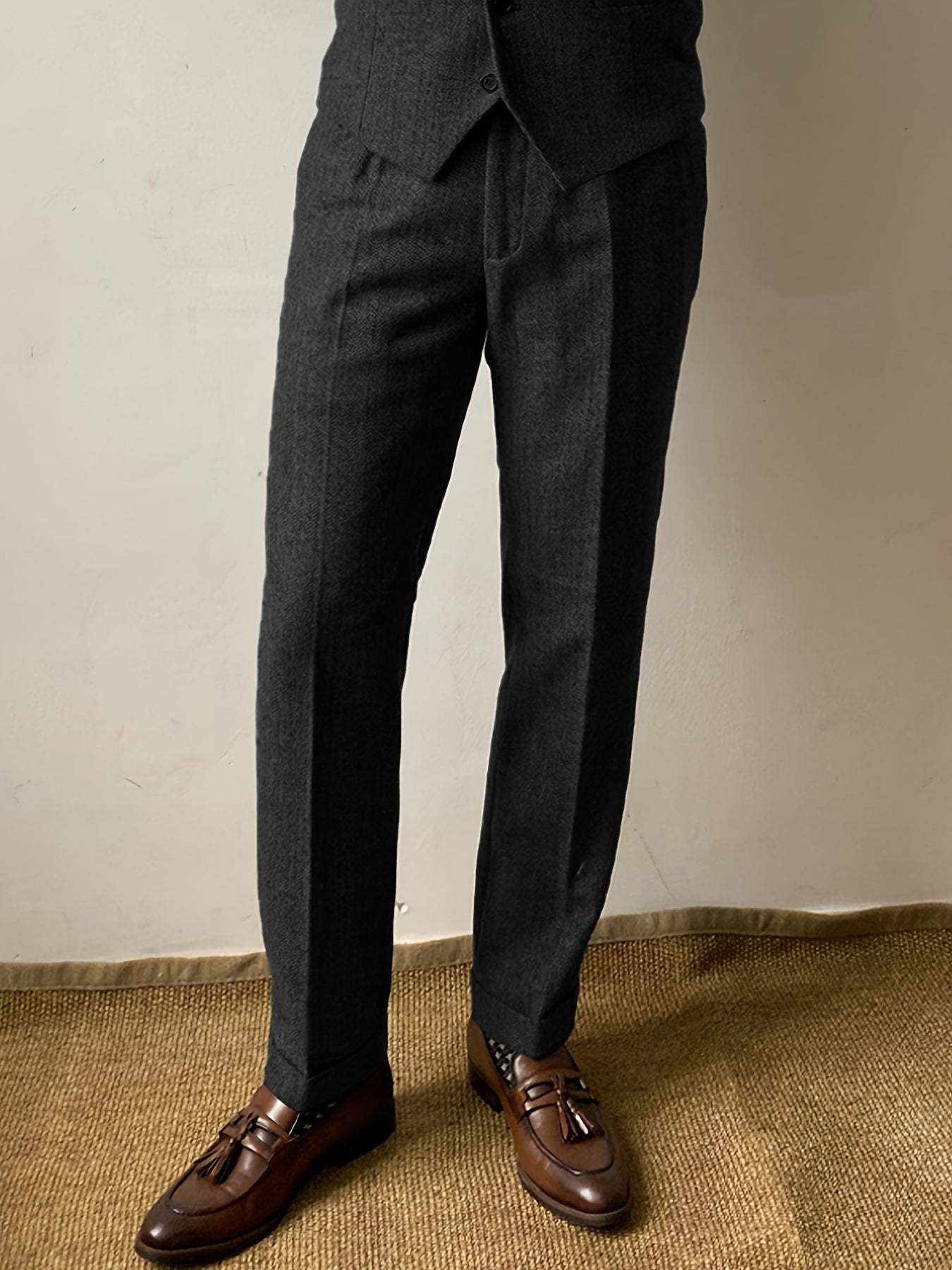 Men's Wool Blend Herringbone Pants