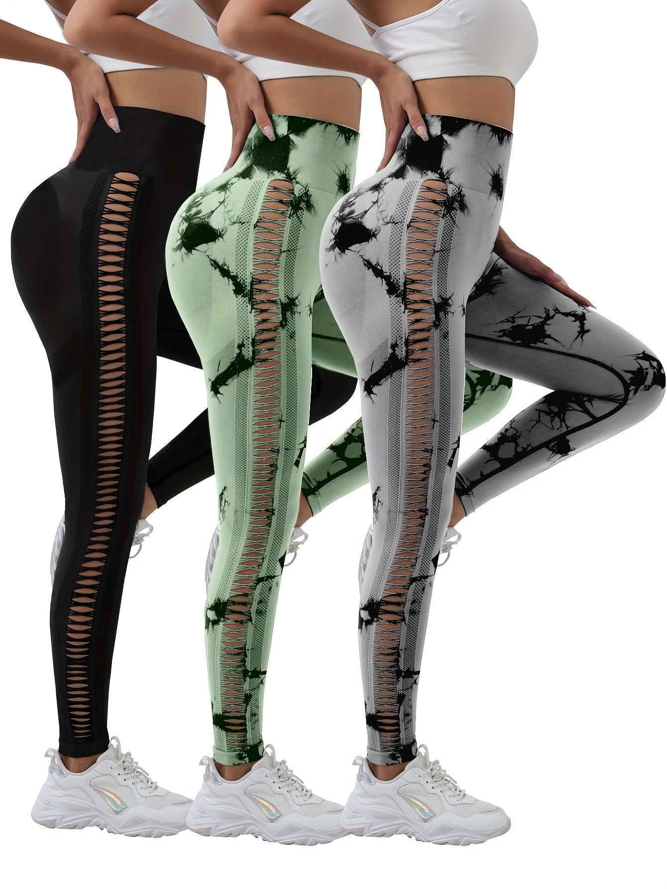 3pcs Women's High Waist Belly Control Yoga Pants