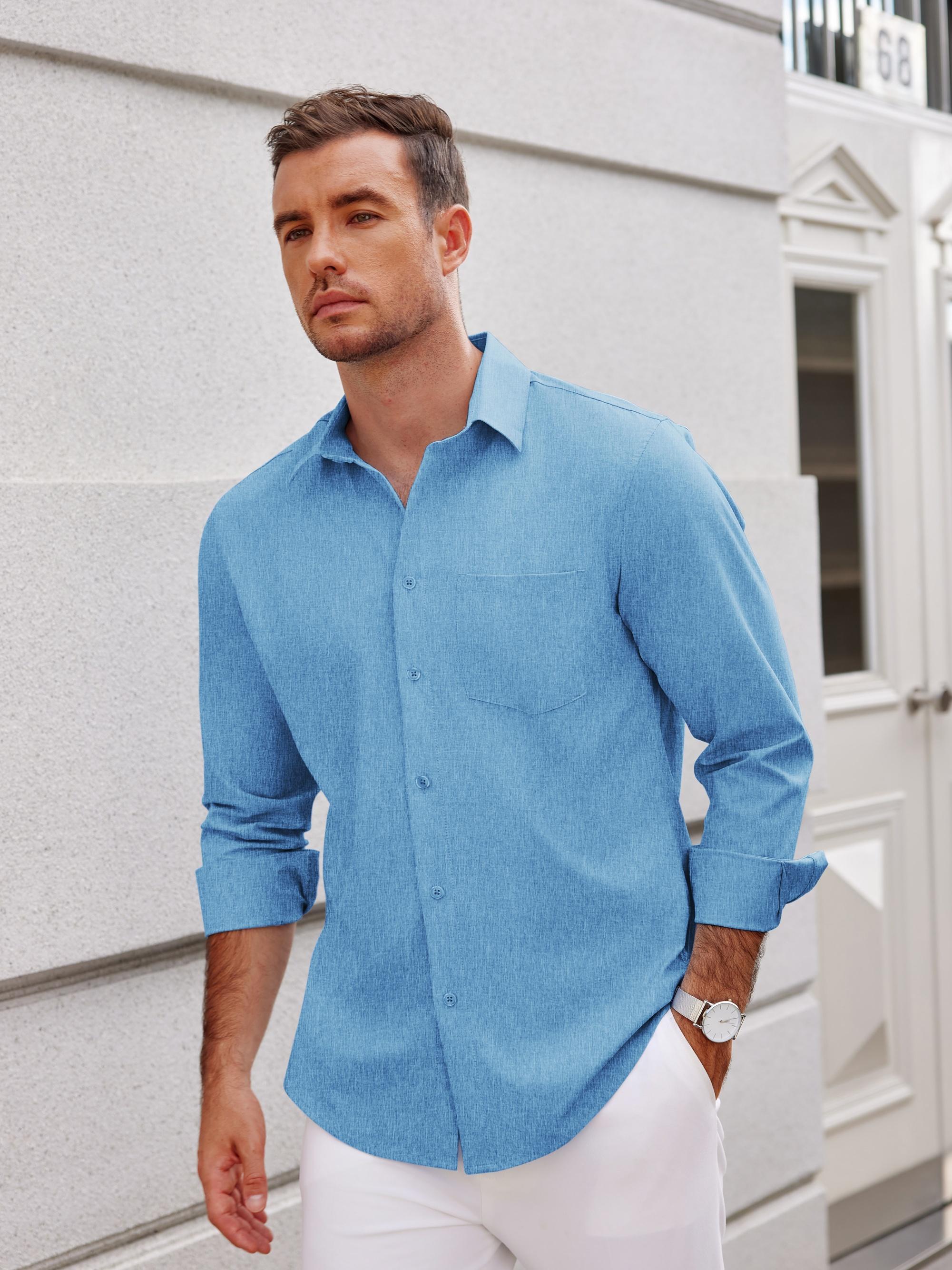 Men's Long Sleeve Button Linen Shirt