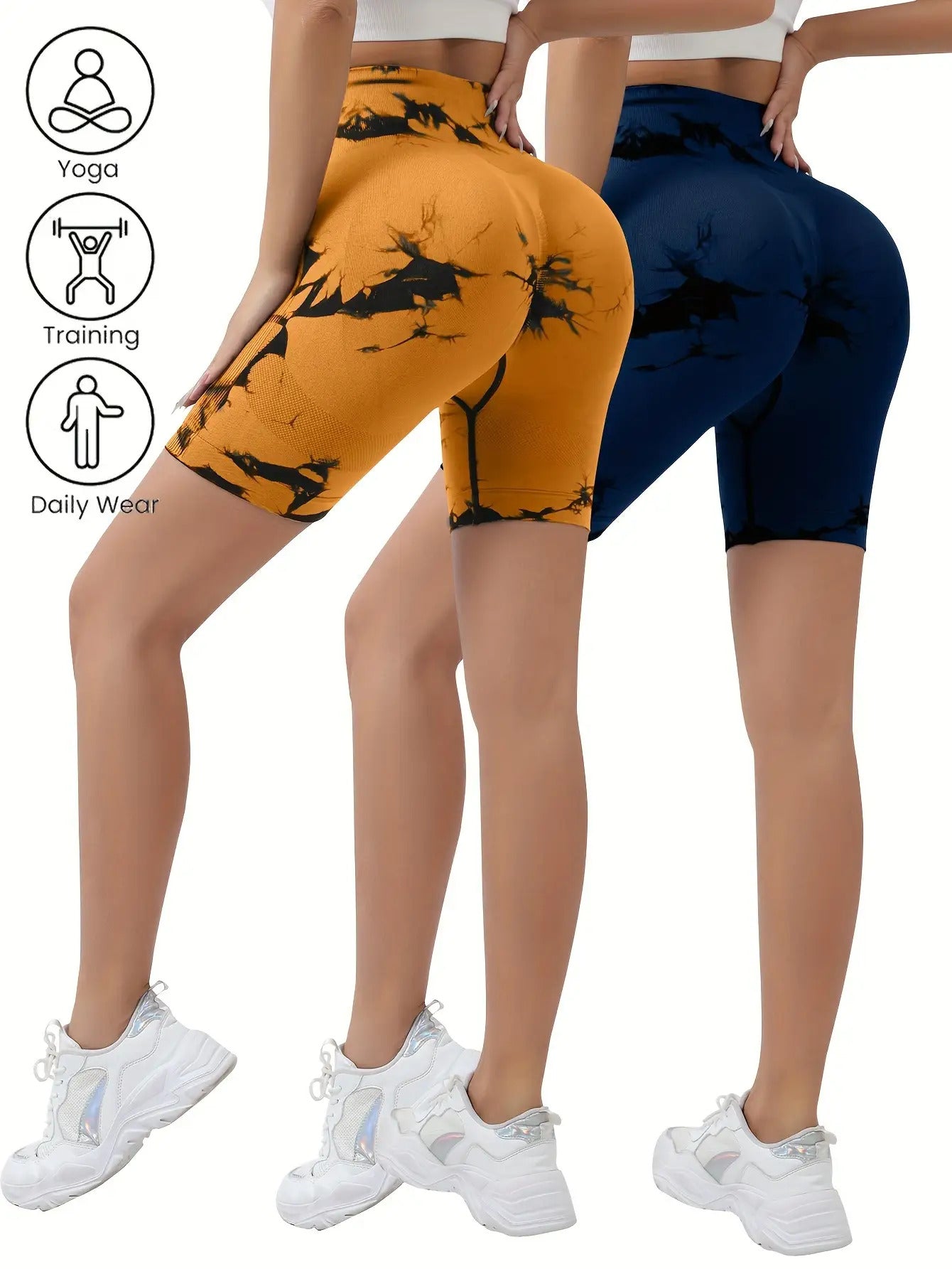 2Pieces High Waist Stretch Yoga Shorts