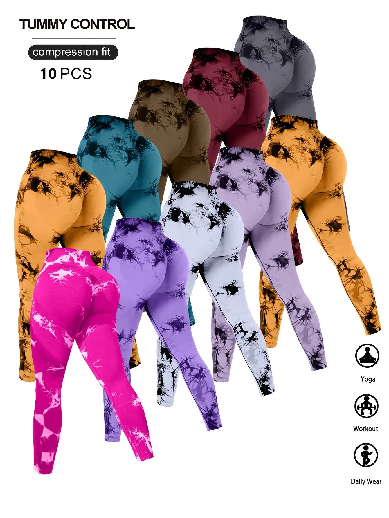 10pcs Women's High-Waisted Butt-Lifting Yoga Pants