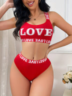 Sporty Letter Print Bra & Panty