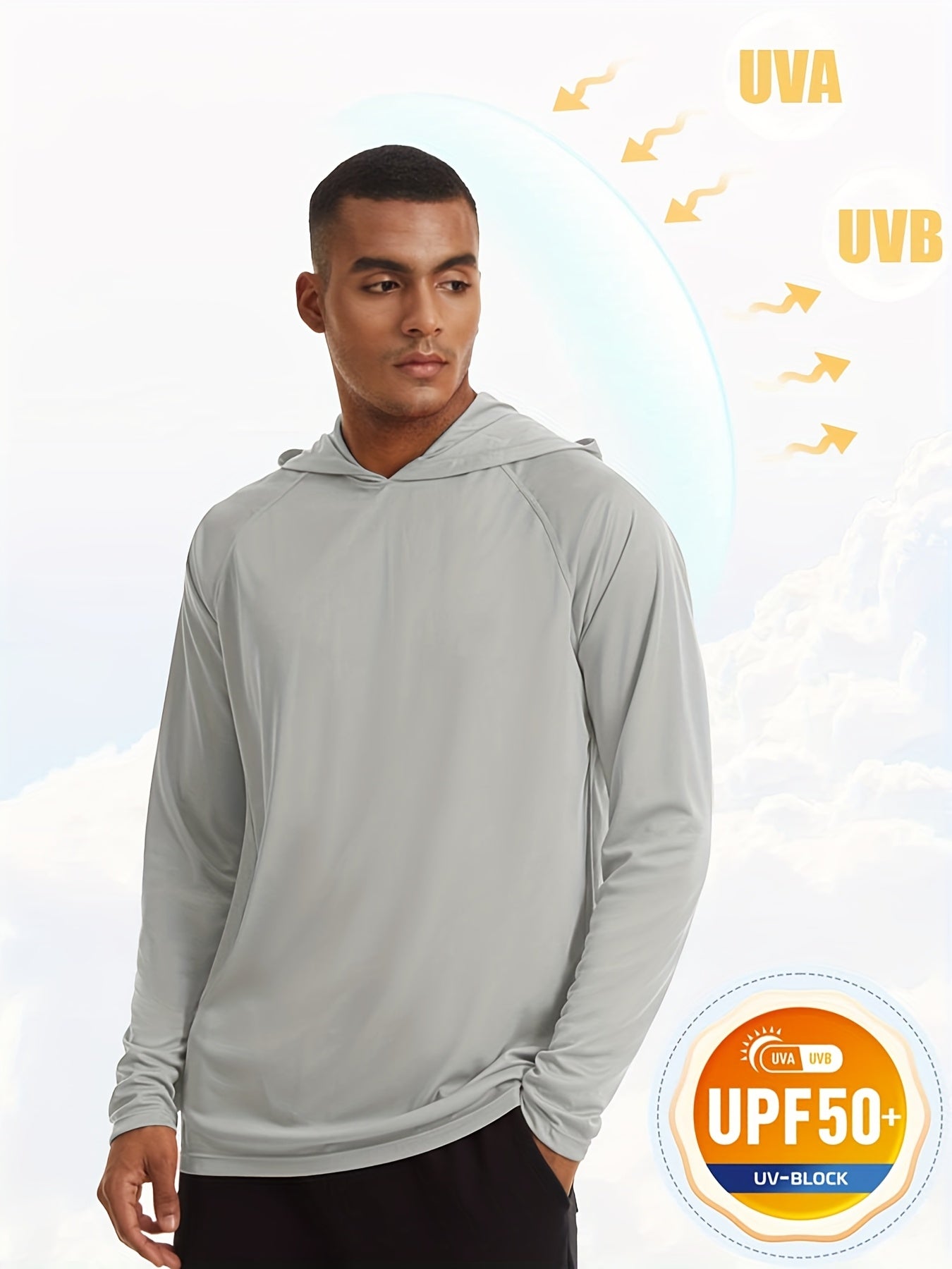 Men's Summer UPF 50+Long Sleeve Round Neck Sun Protection Pullover