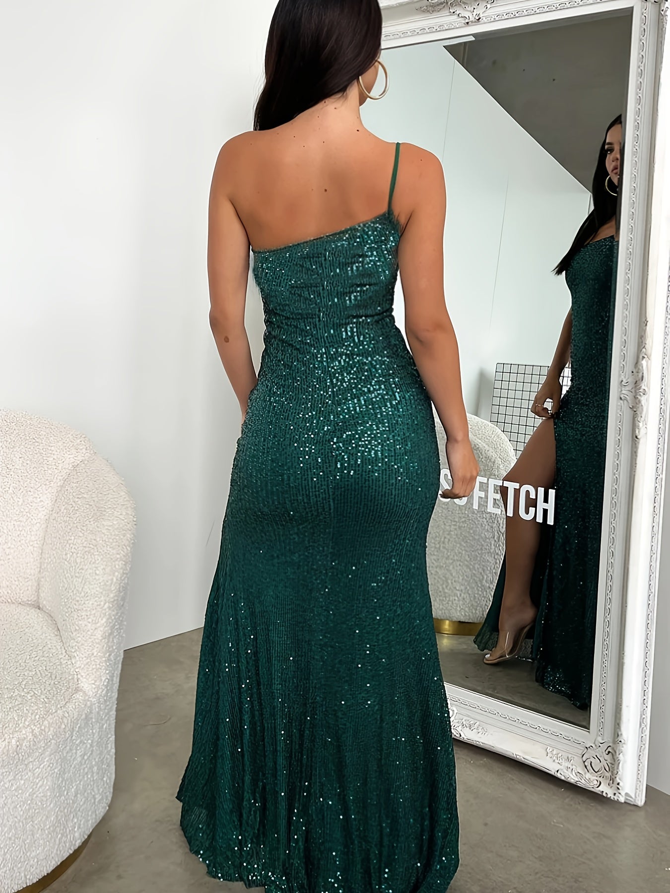 Women's Elegant One-shoulder Sleeveless Slim Evening Dress