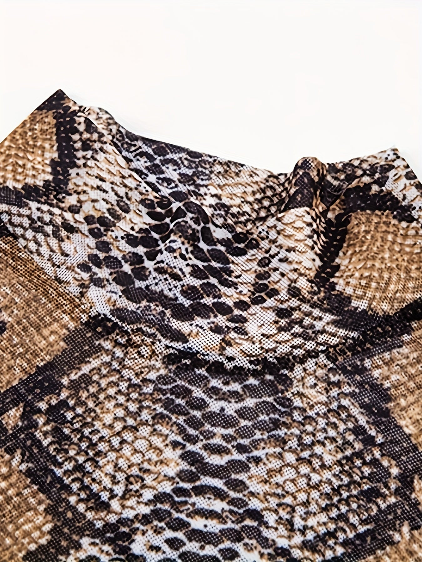 2025  women's snake print stretch mesh T T-shirt