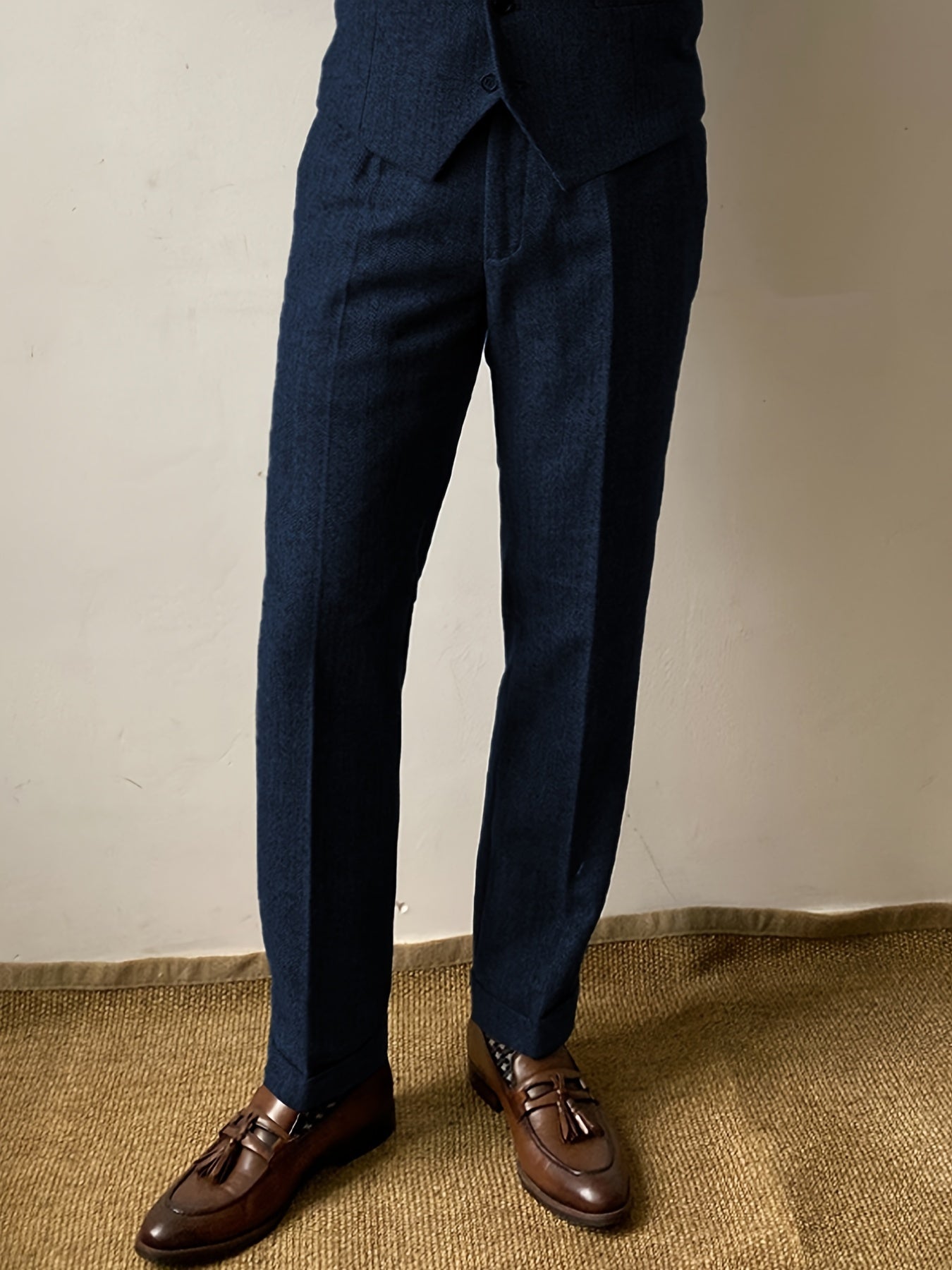 Men's Wool Blend Herringbone Pants
