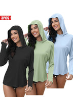 3Pieces UPF 50+Sun Protection Hoodie SPF Long Sleeve Shirt