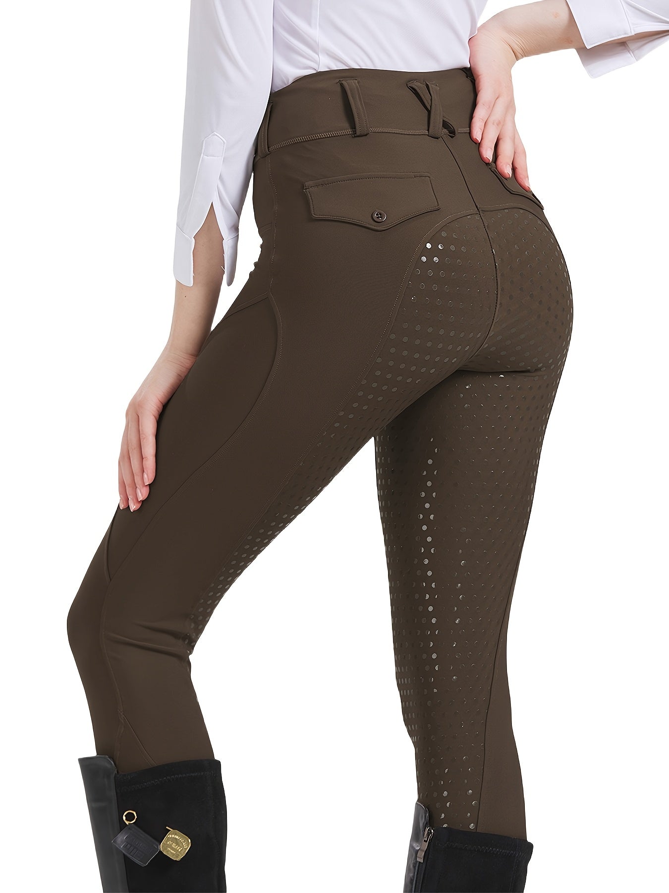 High Stretch Geometric-Pattern Women's Cropped Equestrian Tights